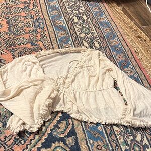 Urban Outfitters Cream Tie-Front Blouse